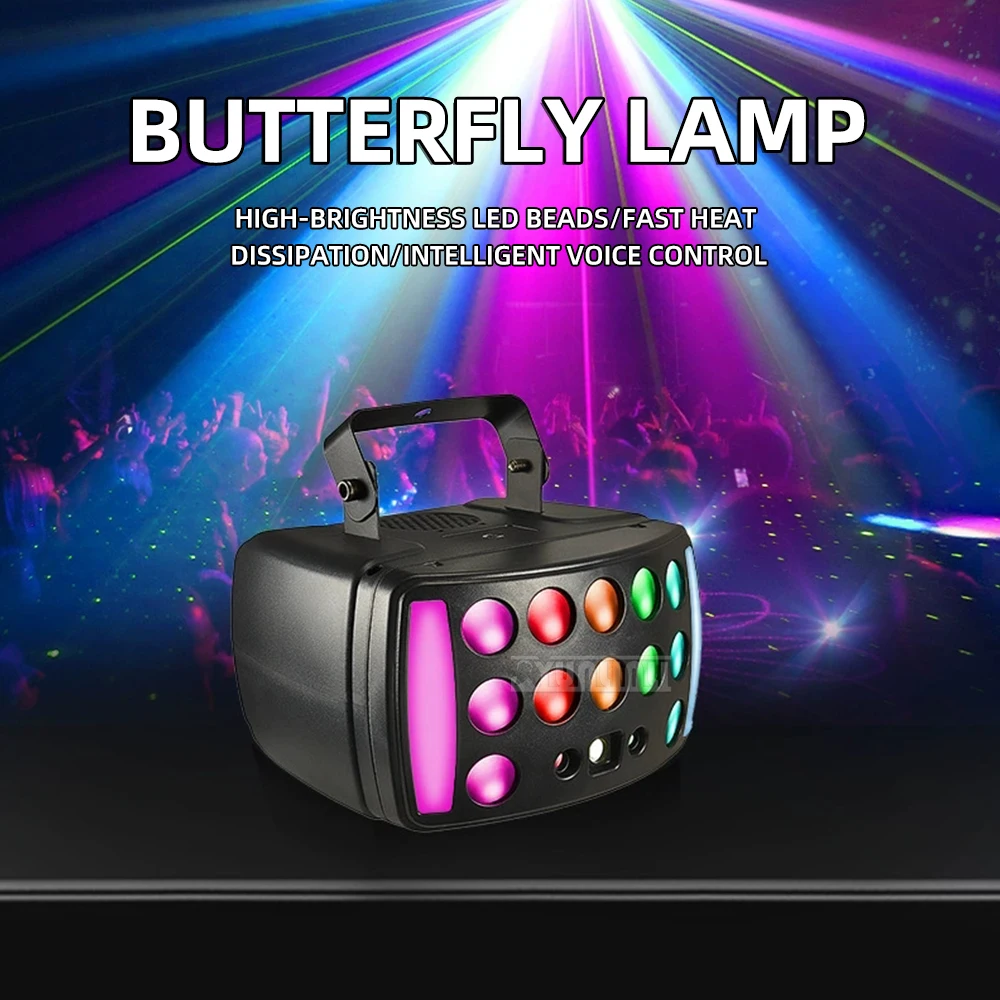 Three-Tier Butterfly Lights, Laser Light Strips, Stroboscopic Lights, Beam Lights, Color-Changing Lights, Stage and Bar