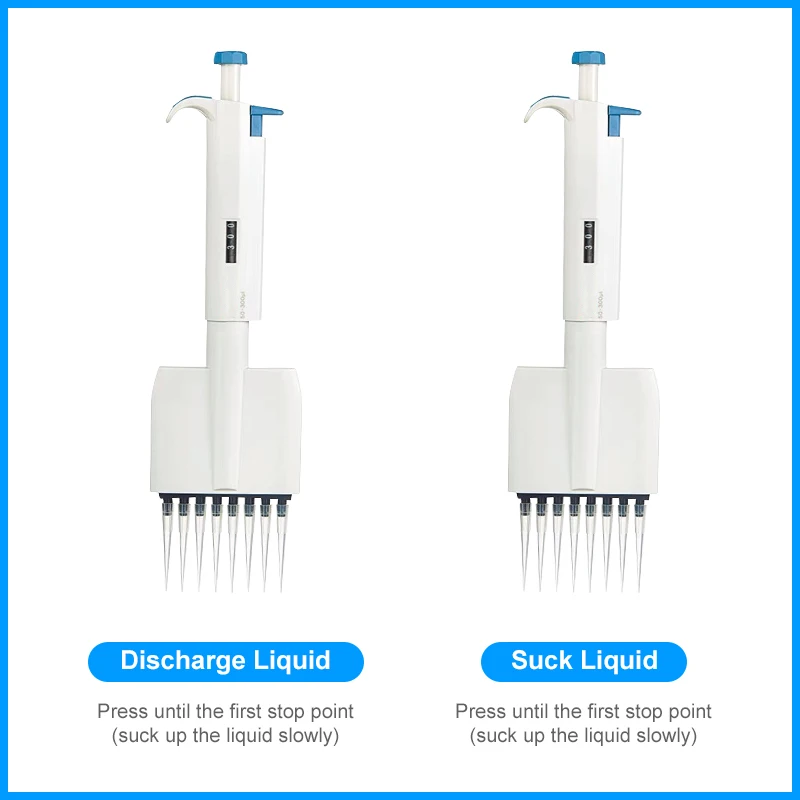 WESTTUNE Multichannel Pipette Accurate and Calibrated Micropipette Mechanical Adjustable Volume TopPette Pipettor 8/12 Channels