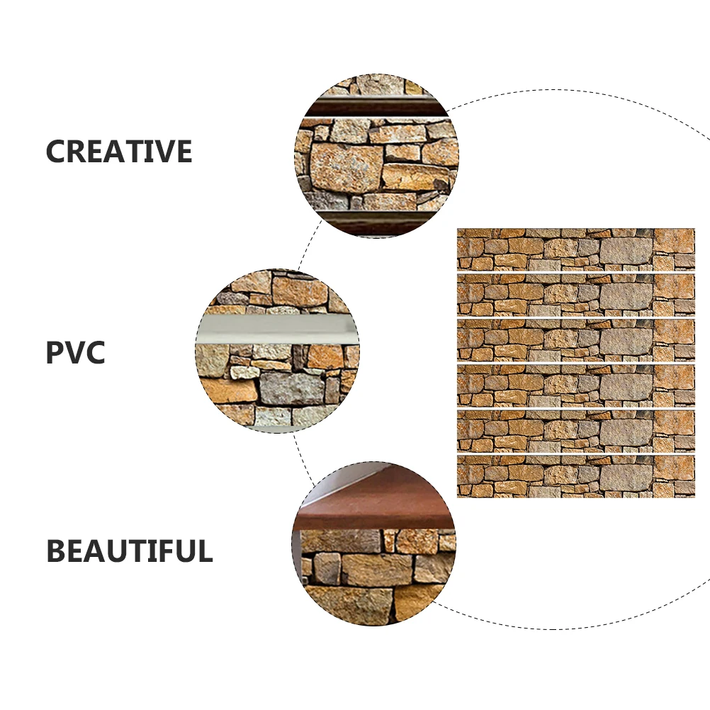 

6Pcs PVC Stairs Stickers Self adhesive Stickers Home Stairs Decor Simulated Stone Durable Creative Decals Easy