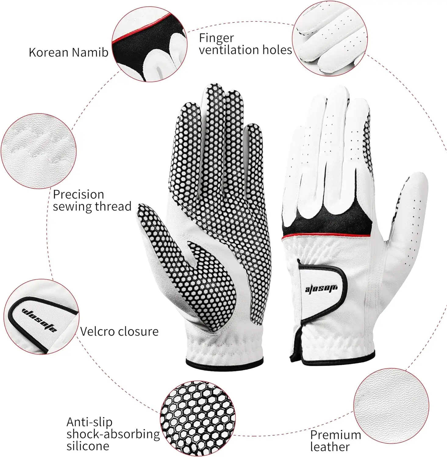 2023 NEW Golf Glove Left Hand Non-Slip Palm Pu Premium Leather Soft Durable