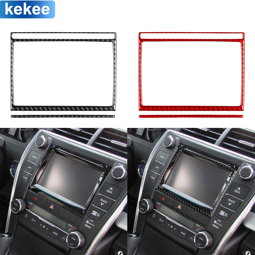 

For Toyota Camry 2015 2016 2017 Center Dashboard Navigation Frame Trim Cover Real Carbon Fiber Stickers Car Interior Accessories