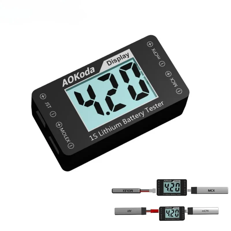 1pcs new AOKoda AOK-041 1S Lithium Battery Tester Indicator for Checker For J MOLEX mCPX MCX Plug Connector Battery Voltage