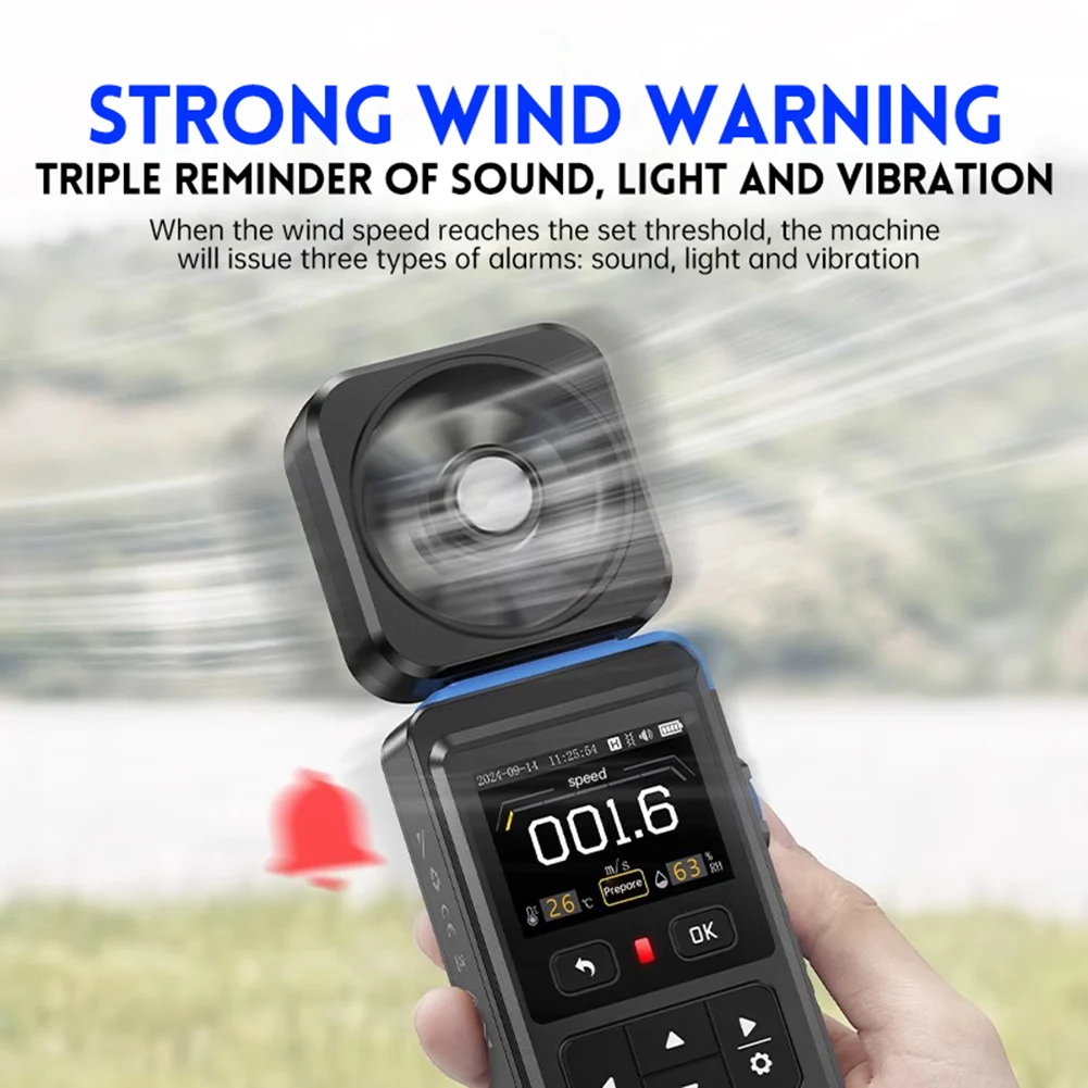 Professional FAM02 3in1 Handheld Anemometer Measures Wind Speed Temperature and Humidity with Multiple Unit Display