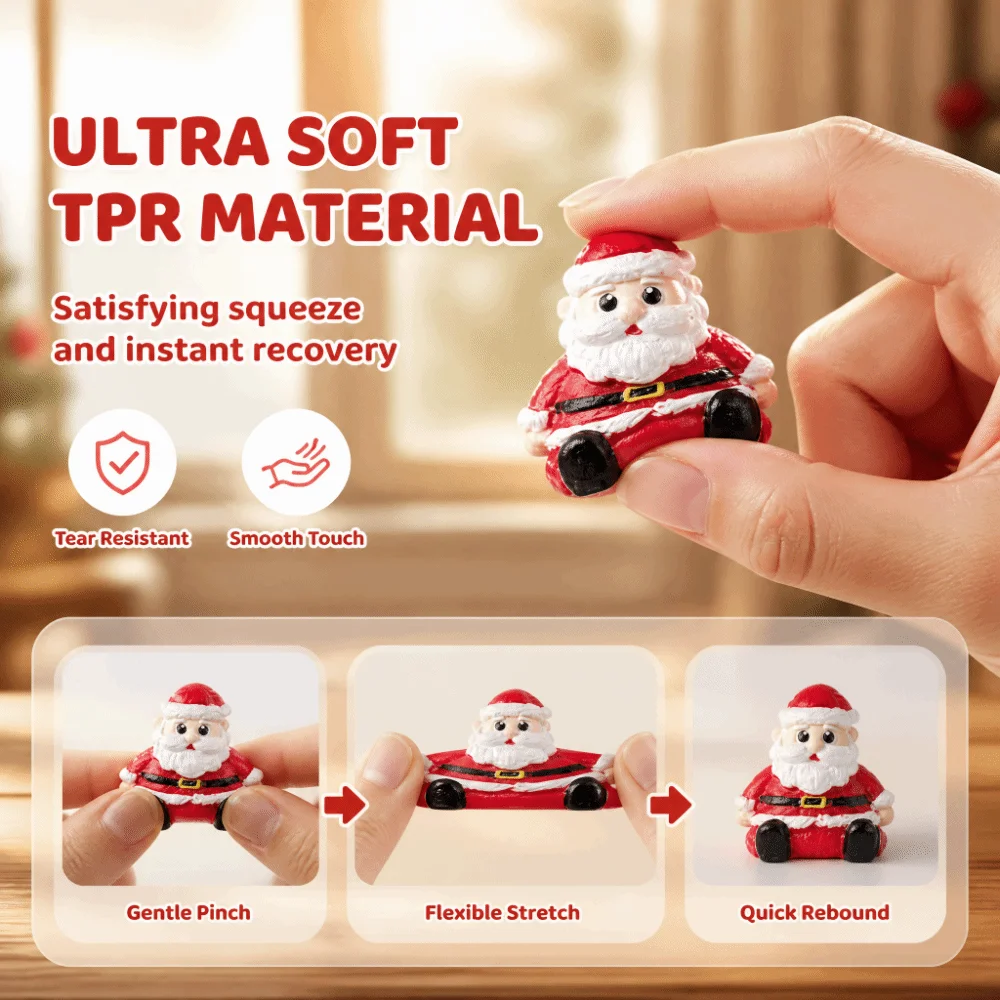 Slow Rising Christmas Pinch Toy Cartoon with Base Soft Rubber Decompression Toy Squeeze TPR Santa Claus Squishy Toy Collectible