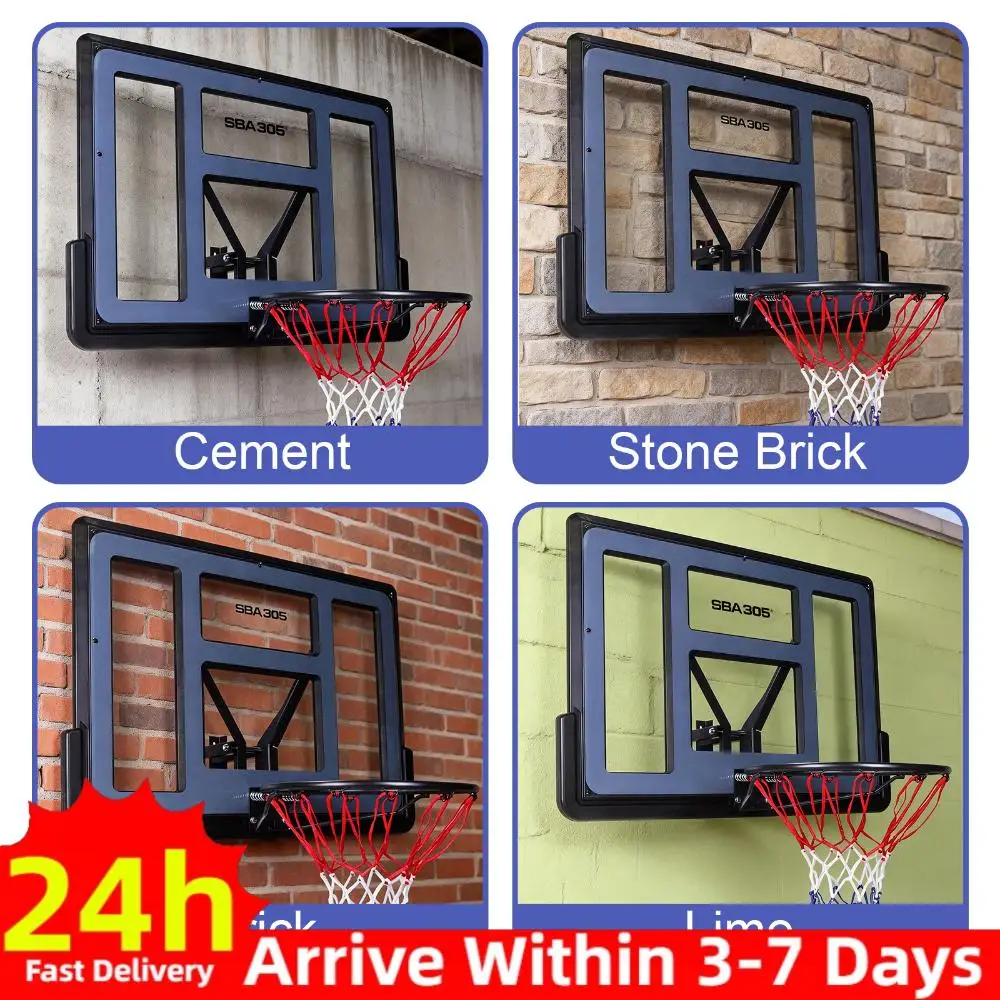 

43.31x29.53in Basketball Backboard Rim Combo Wall-Mount Basketball Backboard with All-Weather Net for Garage Indoor Outdoor Use