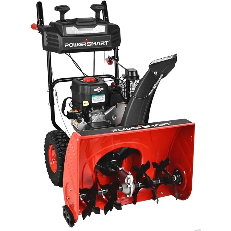 24 Inch Snow Blower Gas Powered, 2-Stage 208cc B&S Engine with Electric Start, Led Light, Hand Warmer, Self Propelled Garden