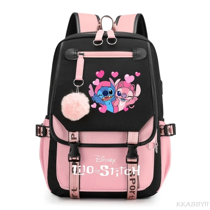 Stitch Mochila Feminina ransel pengisi daya Usb tas sekolah remaja perempuan anak laki-laki Laptop ransel wanita ransel perjalanan