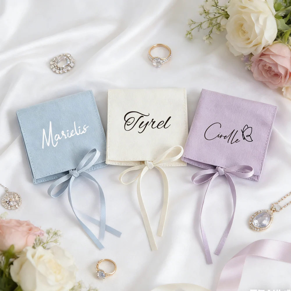 3pcs Custom Jewelry Storage Bag|Personalized Name,Suitable for Earring and Ring,Engagement Accessory Bag,Wedding Bridesmaid Gift
