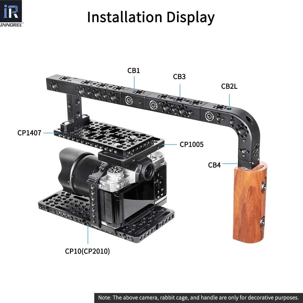 CB4-INNOREL CNC Aluminiumlegierung Multifunktions-ARRI-Käsegriff mit 3/8" 1/4" ARRI-Positionierlöchern für Kamerakäfig, Käseplatte