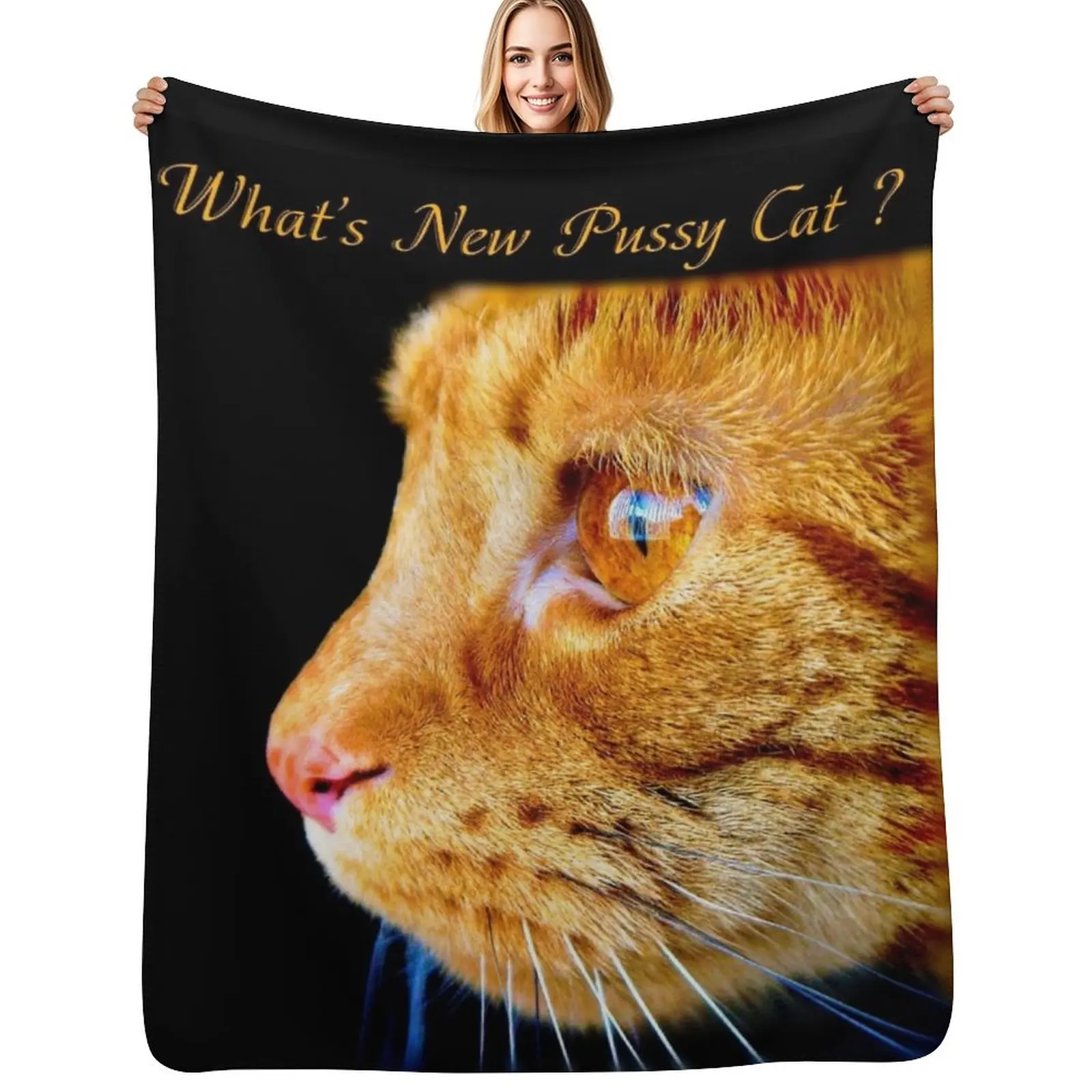 What's New Pussy Cat ? Throw Blanket Hairy Giant Sofa Shaggy Decorative Throw Polar Blankets