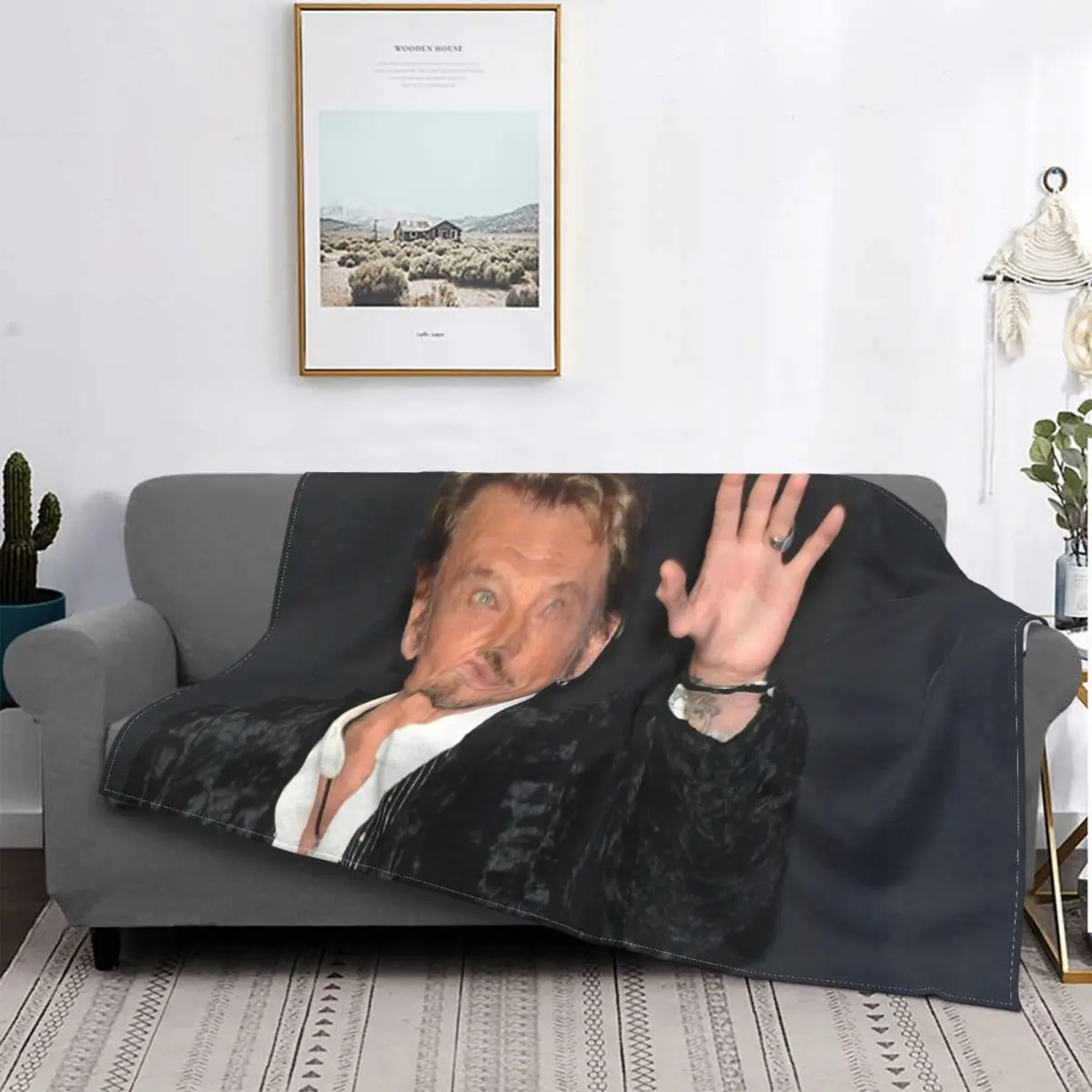 

Johnny Hallyday Blankets Flannel Autumn/Winter Rock Star Breathable Super Soft Throw Blanket for Bed Bedroom Rug Piece