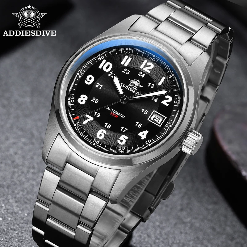 

ADDIESDIVE 39mm Men's Automatic Watch Sapphire BWG9 Luminous 200m Waterproof Watches 316L Stainless Steel Vintage Dress Watch