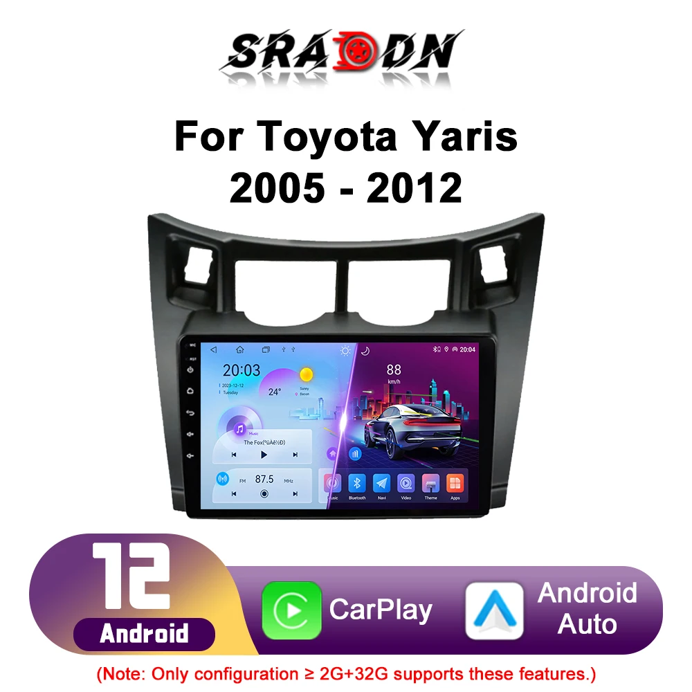 For Toyota Yaris 2005 - 2012 Car Radio Android Automotive Multimedia Player GPS Navigation Carplay Touch Screen Auto Stereo