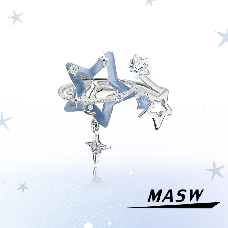 

MASW Original Design Popular Simply Blue Star Cat Rings For Women Female Gifts Fashion Jewelry Hot Selling Accessories