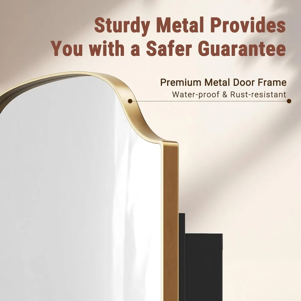 خزانة مرآة حمام بإطار معدني قوي مقاس 16 × 24 بوصة مع مساحة تخزين أو سطح أو حامل غائر، سهلة التركيب