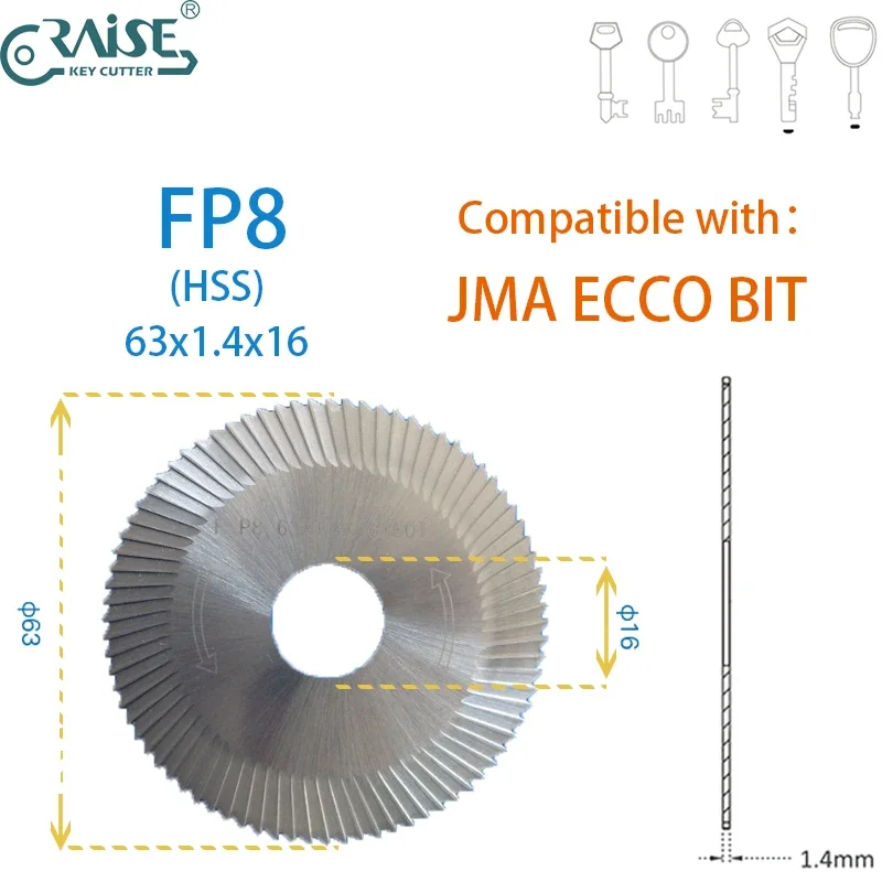 JMA ECCO KEYLINE 201 FP8W FP8 63x1.4x16 klucz maszyny Cutter narzędzia ślusarskie rynek wtórny