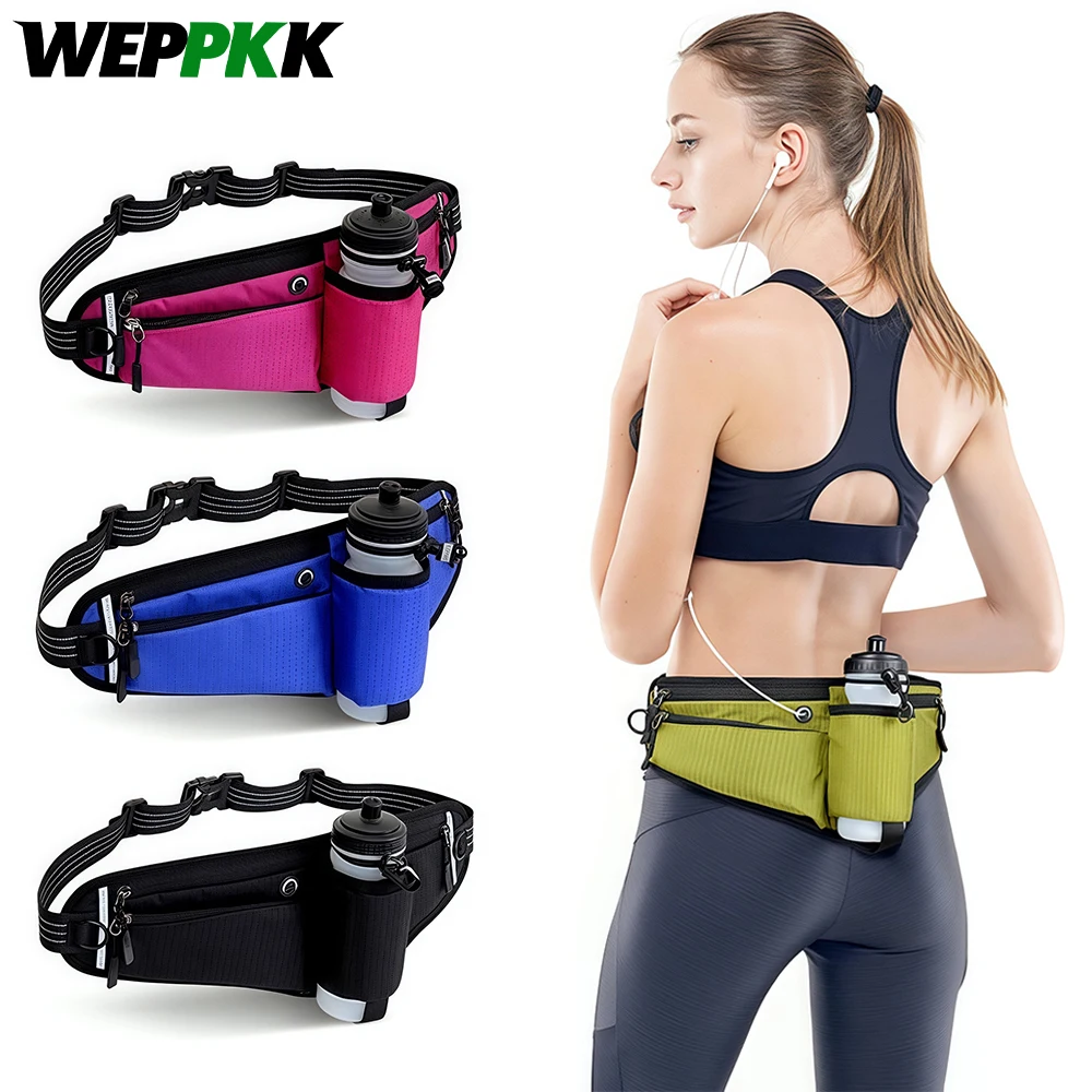 1PCS Running Fanny Pack Water Bottle Holder Reflective Running Belt Adjustable Buckle, Men Women Hiking Running Walking Jogging