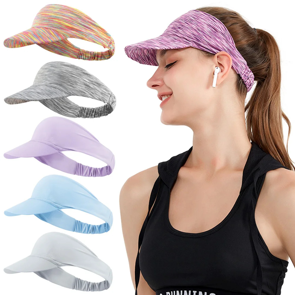 Sun Visor Hat Women Men Sports Cap Quick Dry Golf Tennis Hat Lightweight Tie Dye Visor Roll-up Portable Beach Cap