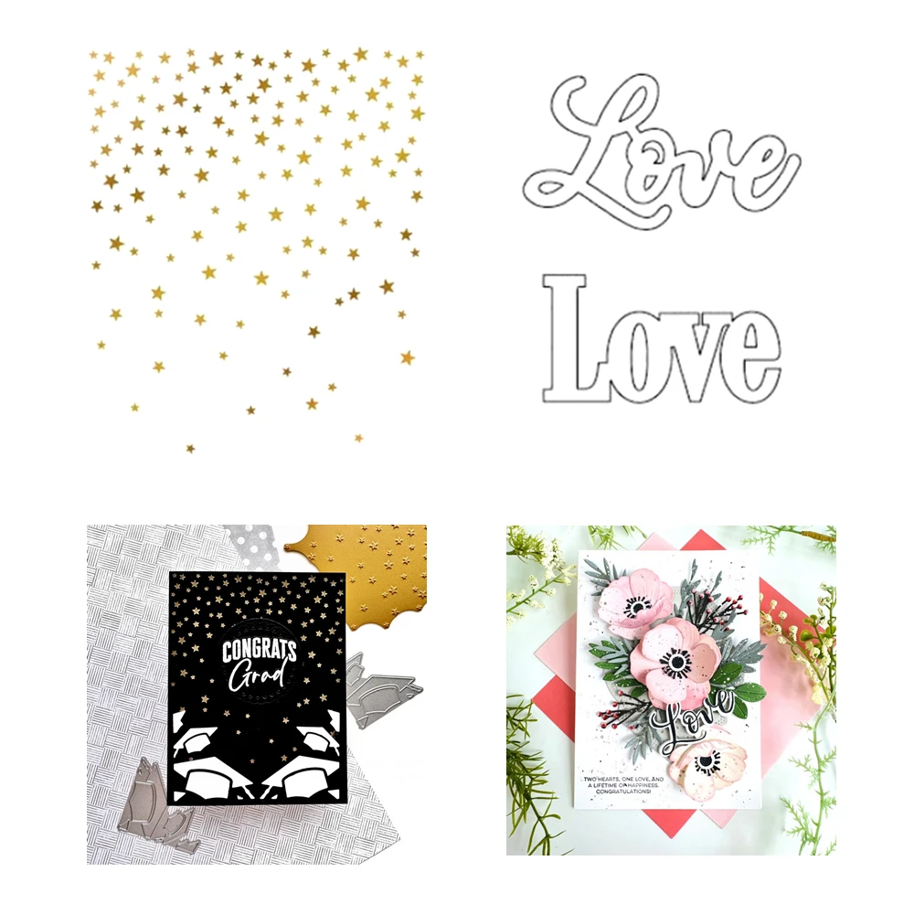 Graduate Anemones Cascading Stars Hot Foil Plate New Cutting Dies 2025 Scrapbooking Supplies for Paper Making Card Craft