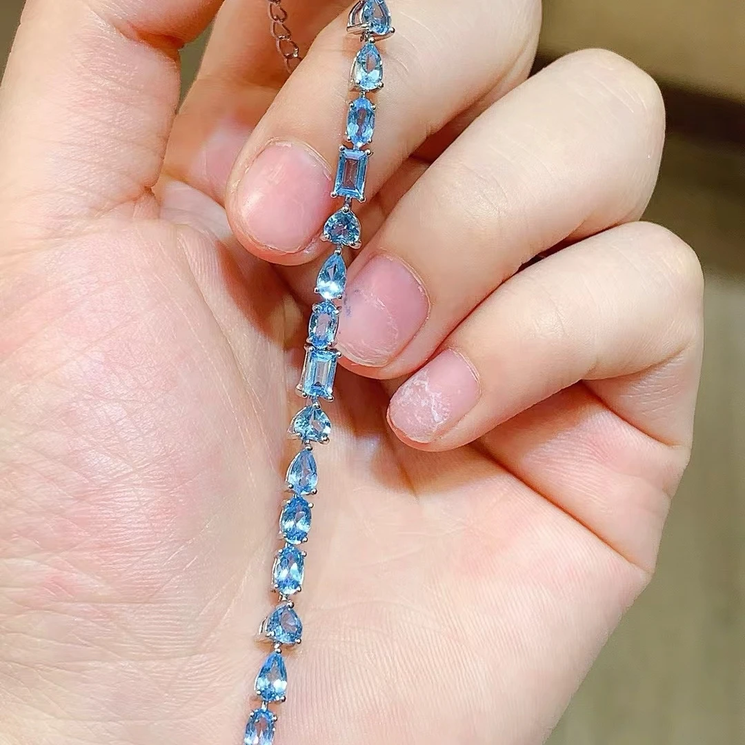 KJJEAXCMY Natural Topaz Bestseller Bracelet High Clarity Lustrous Color Locking S925 Silver Electroplated Jewelry Gift for Women