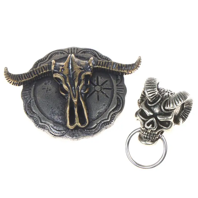 Totenkopf-Design Kupfer-Schraubverschluss Concho im Vintage-Stil Lederhandwerkszubehör für Western-Stiefel, Gürteldekoration und DIY-Projekte – Detail 9