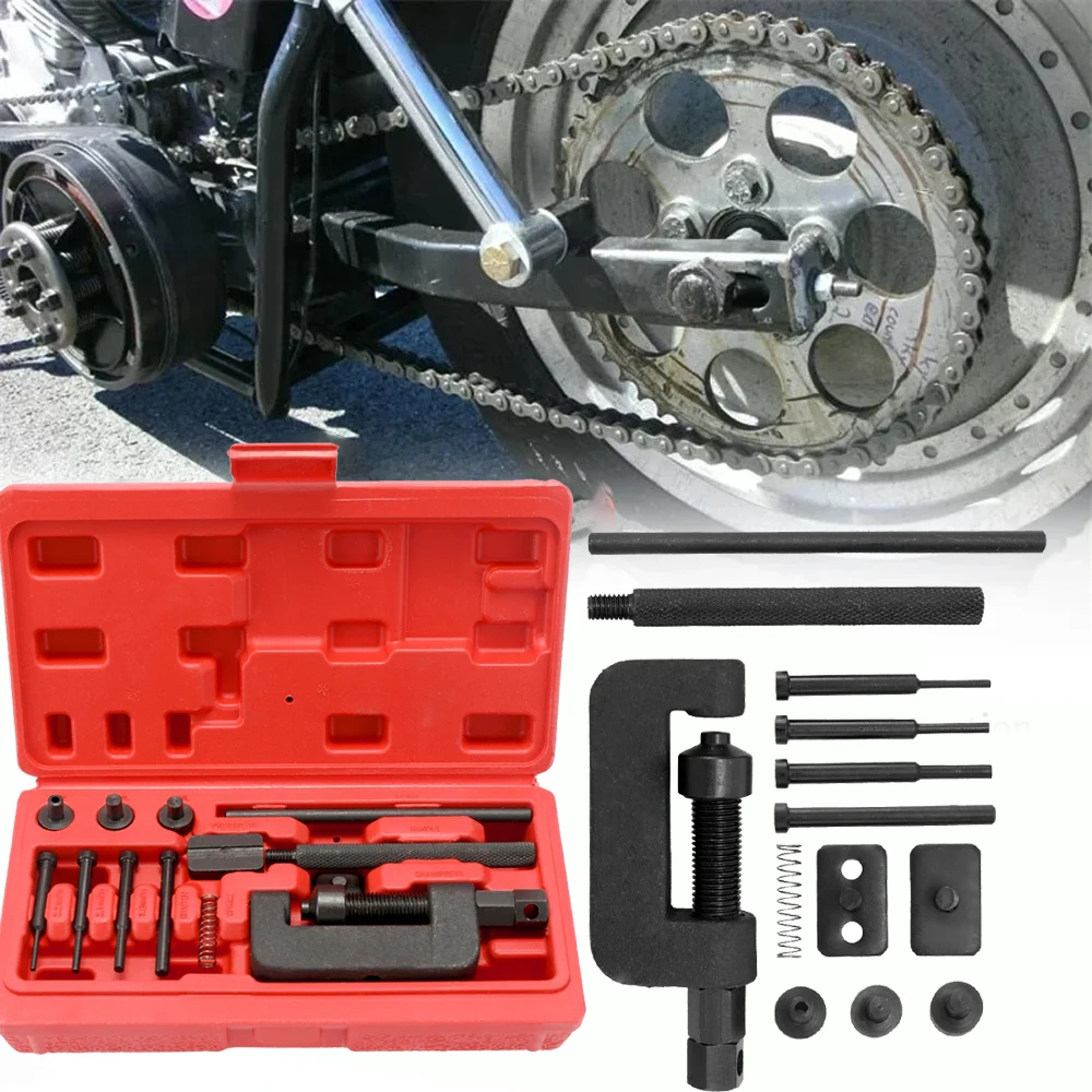 

13PCS Chain Repair Motorcycle Tool Set Chain Splitter Breaker Motorbike Riveting Tools Heavy Duty Link Motorcycle Accessories