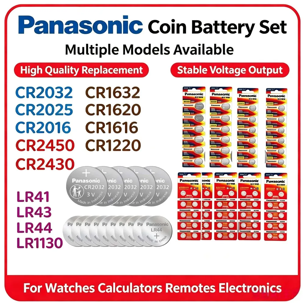 CR2032 CR2025 CR2016 CR1632 CR2450 CR2430 5PCS Original Panasonic 3V Lithium Coin Cell Button Battery For Watch