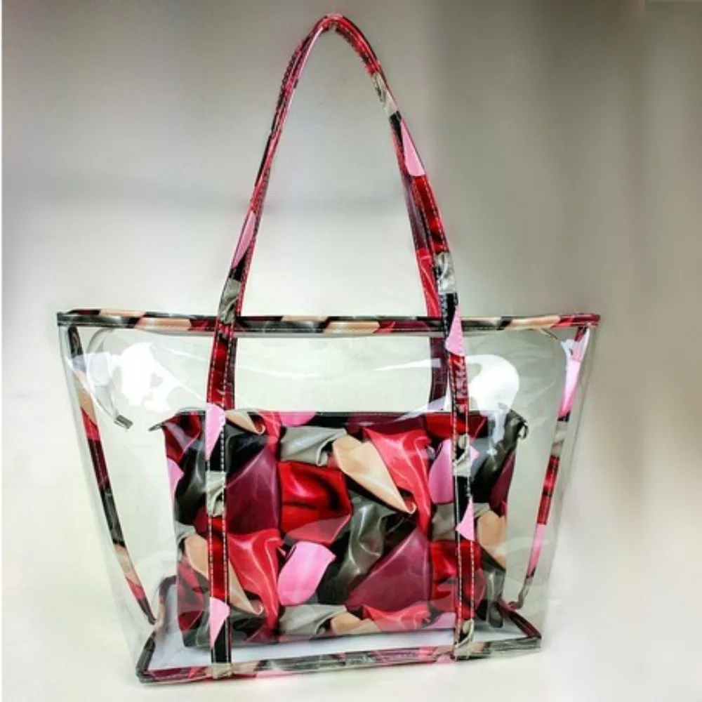 Clear PVC Shoulder Bags Women Fashion Versatile Transparent Handbags Female Casual Large Capacity Tote Bag Stadium Approved