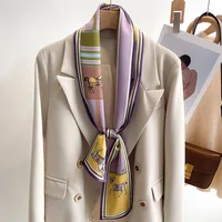 55 Color New Women Silk Printed Design Scarf Shawl Fashion Luxury Long Narrow Small Silk Scarves Ladies Headband Headscarve - Image 3