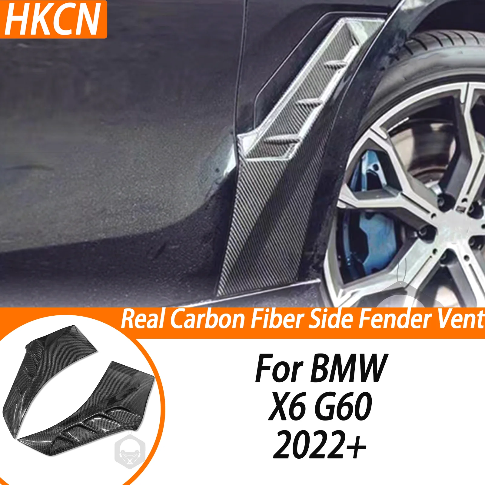 For BMW X6 G06 2022+ Carbon Fiber Wind knife Auto Fender Side Air Vent Outlet Cover Trim Fit Upgrade Body kit Car Accessories