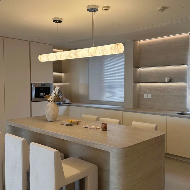 

Luxury Marble Pendant Light - Dimmable LED Chandelier for Dining Room, Kitchen Island, Minimalist Bronze Copper Hanging Lamp