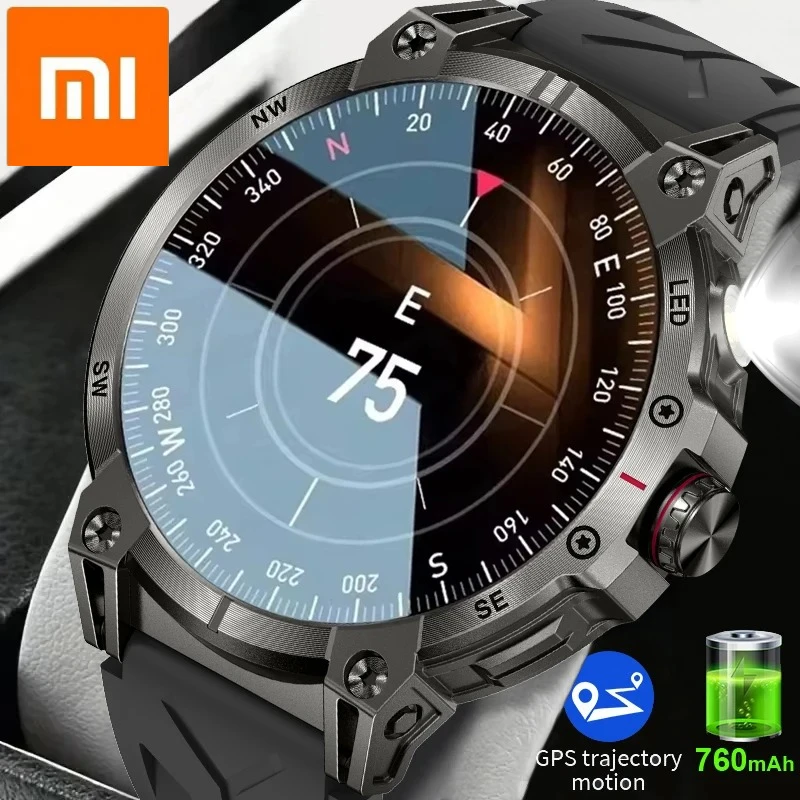 

Xiaomi военные умные часы для мужчин 760 мАч большой аккумулятор светодиодный фонарик компас умные часы пульсометр водонепроницаемые умные часы с вызовом
