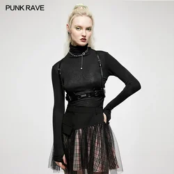 PUNK RAVE Women's Punk Double Leather Heavy Adjustable Duty Strap  Personality Cool Accessory Sexy Novelty Black Belt