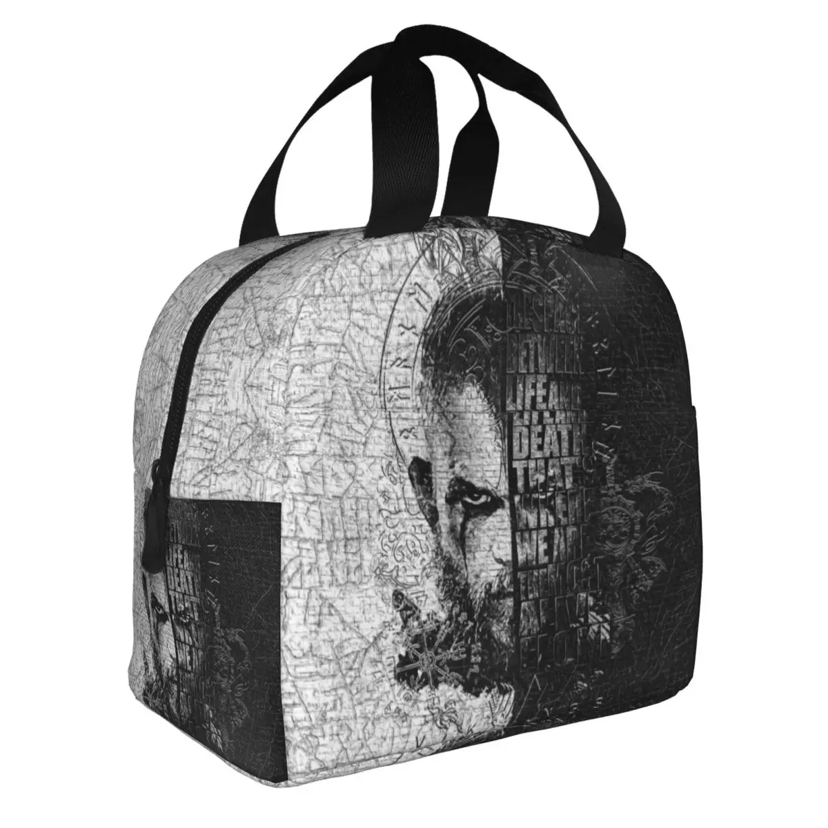 Viking King Ragnar Lothbrok Quotes Insulated Lunch Bags for Women Valhalla Warrior Portable Thermal Cooler Food Lunch Box