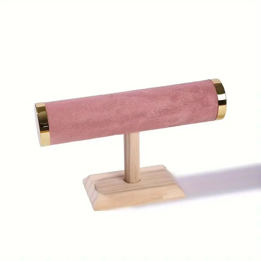 

Luxury T-bar Bracelet Display Stand Wooden Gold Color Jewelry Rack Holder Velvet Hairband Watch Jewelry Storage Stand Home Decor