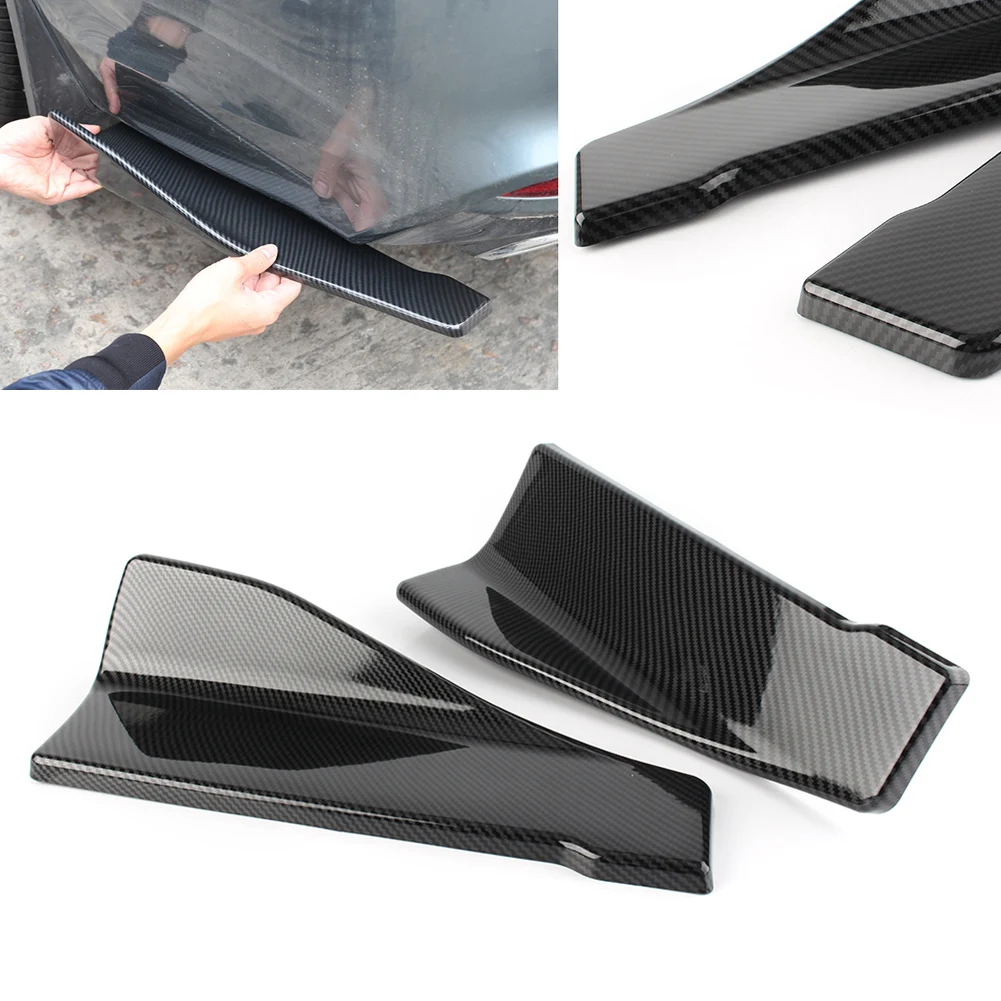 35cm Carbon Fiber Style Car Side Skirt Rear Bumper Lip Spliter Skid Scuff Scrape Protector Strip Universal For Cars Truck SUV