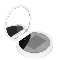 Cámara de prueba de protección solar con espejo UV con luz, aumento 2X, maquillaje de viaje, tamaño de bolsillo de 3,5 pulgadas L