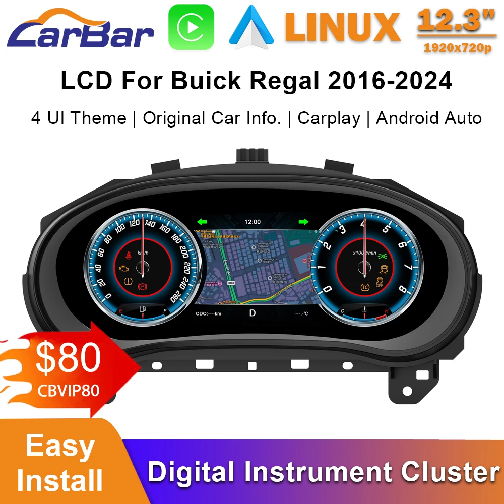 

Carbar 12.3" LCD Dashboard Screen Buick Regal 2016-2024 FOR OPEL Car Digital Instrument Cluster