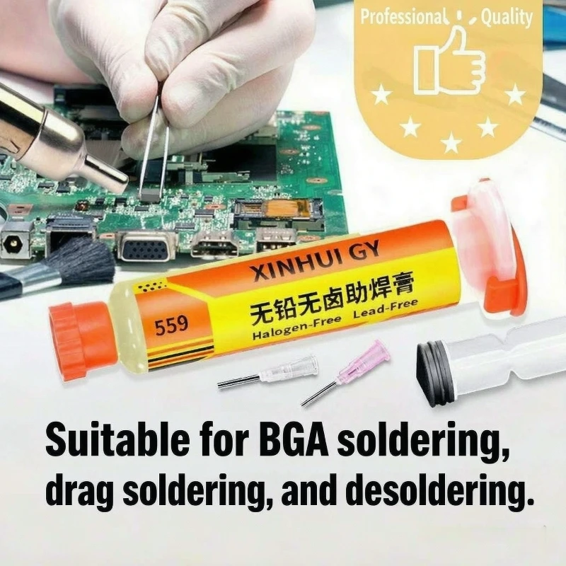 Syringe-Type NC-559-ASM Flux Paste 10cc Needle Tube No Clean Flux for Soldering SMD BGA Reballing Soldering Welding Flux