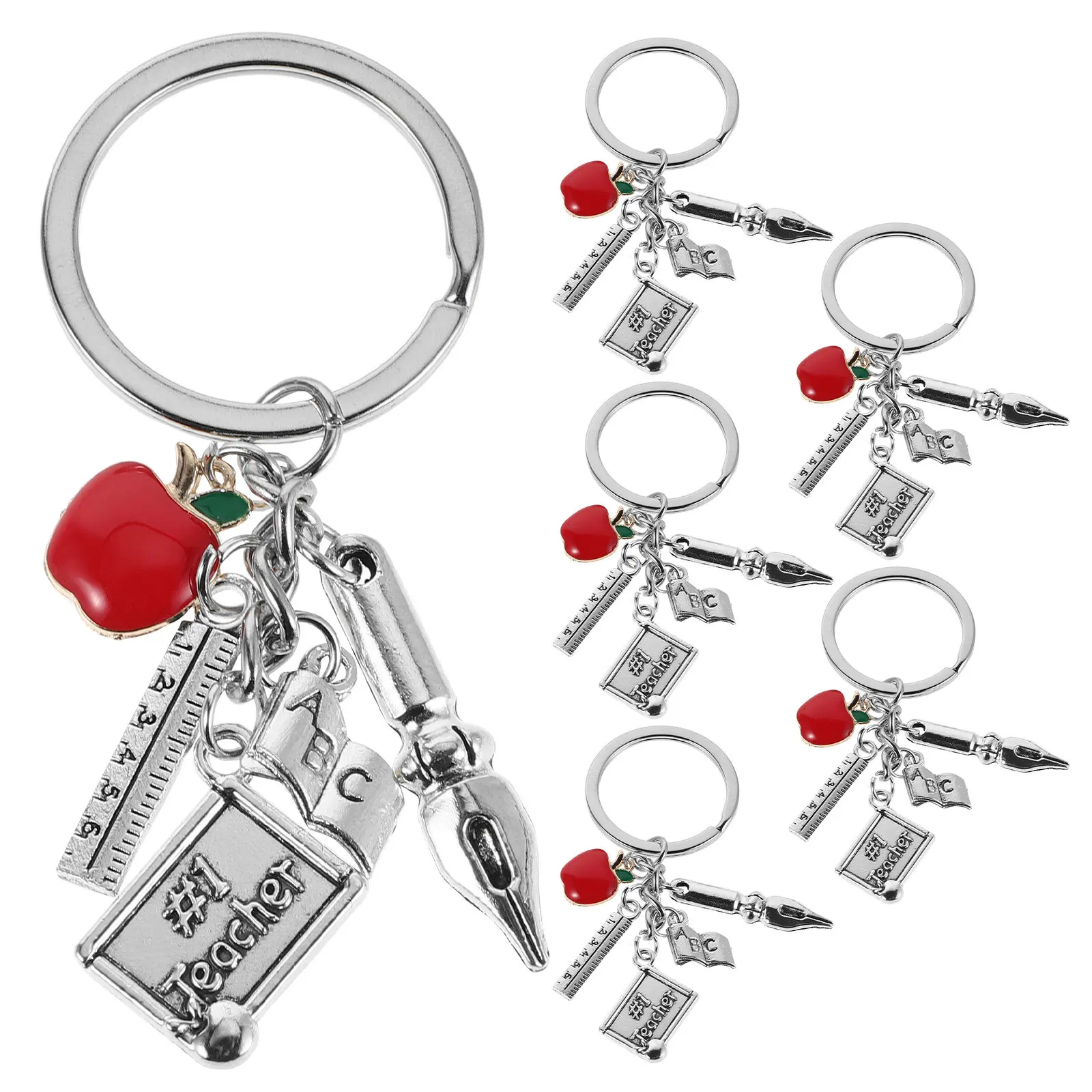 6Pcs Back to School Key Chains Creative Motivational Classroom Prizes Teacher Appreciation Student Rewards School Supplies Cute