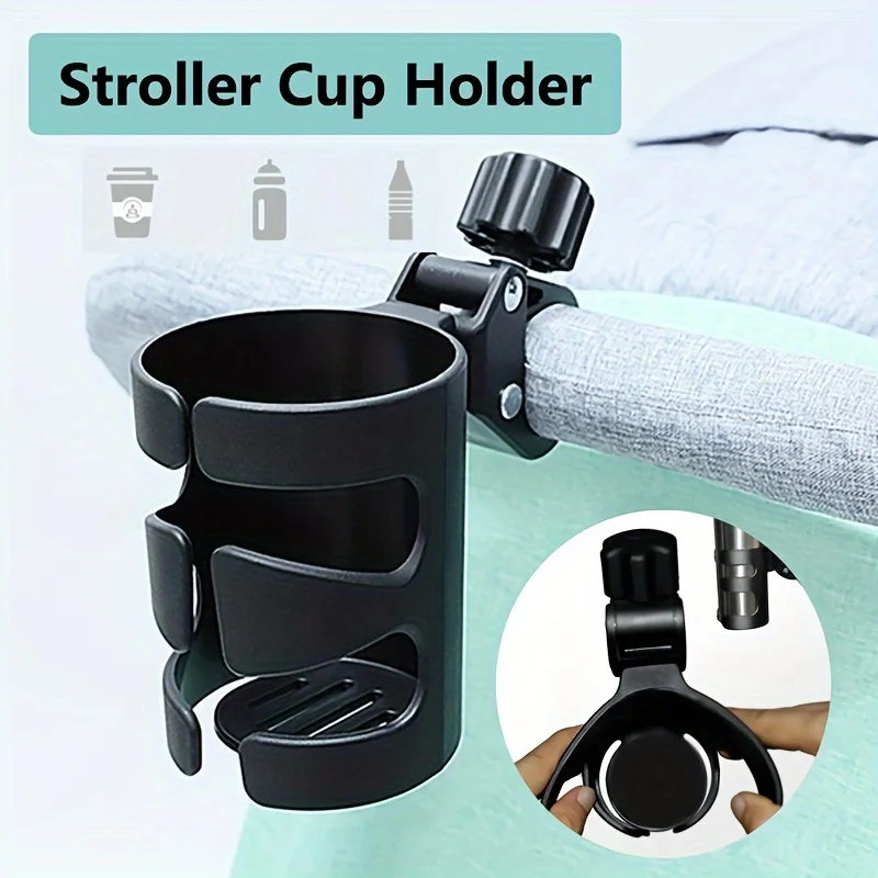 1pc Plastic Bicycle Cup Holder, Baby Stroller Accessories, Universal 360 Degree Rotating Beverage Bottle Holder