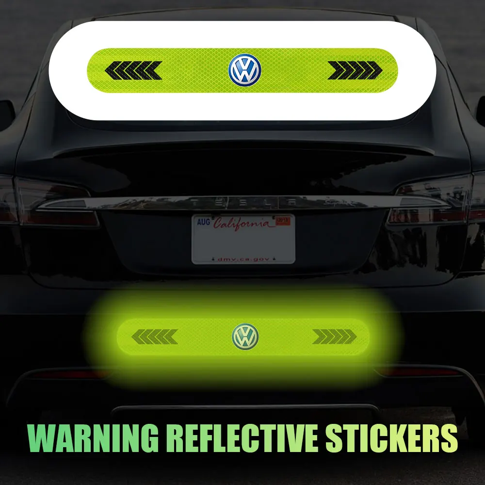 Car Bumper Reflective Stickers Reflective Warning Strip Decals For Volkswagen VW Golf Polo Tiguan Passat B6 Jetta Touran Beetle