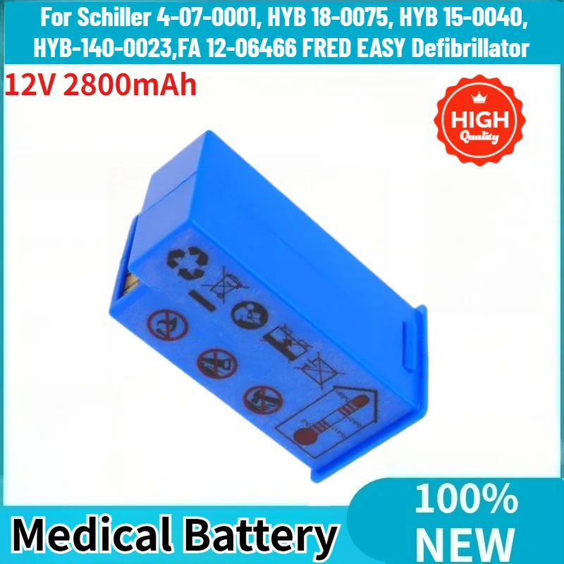 

12V 2800mAh Battery for Schiller 4-07-0001, HYB 18-0075, HYB 15-0040,HYB-140-0023,FA 12-06466 FRED EASY Defibrillator Battery