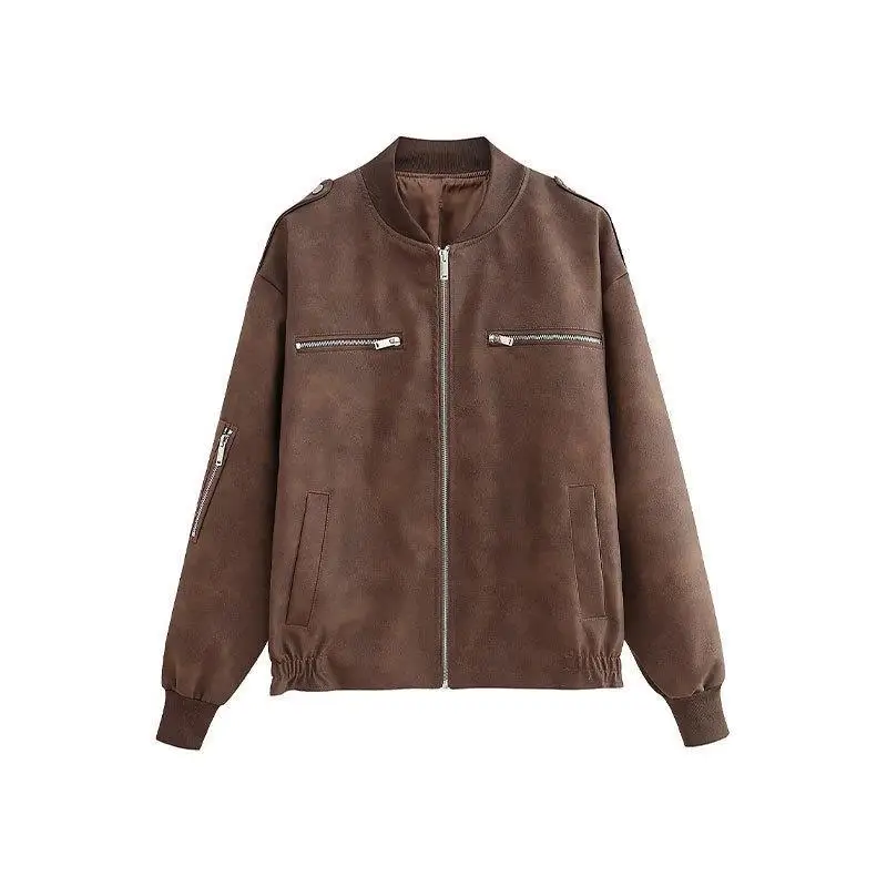 เสื้อแจ็คเก็ตซิป Pilot Jaet รุ่น Sle Cleanfit 3D Effect สำหรับผู้หญิง ทำจากวัสดุ PU ทรงปกติ บาง สไตล์สตรีทแวร์ ดีไซน์เฉพาะตัว