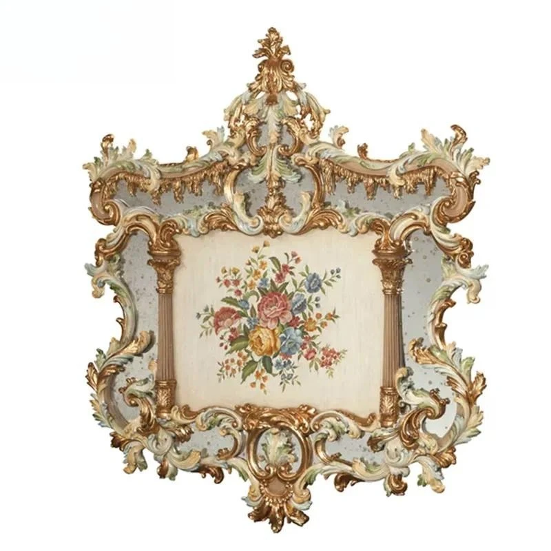 European Style Hand Painted Oil Painting Flower Pattern Classical Wood Grain Wall Art Home Decoration