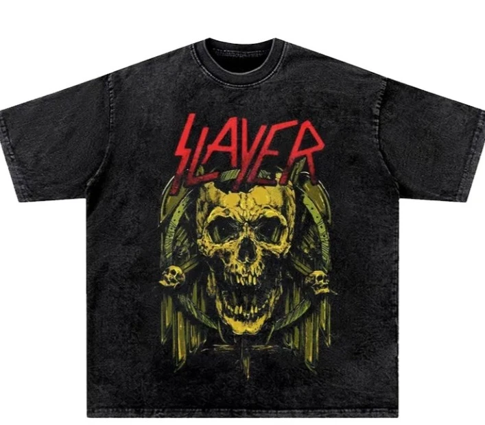 

Slayer Killer Band T-Shirt Men's American Vintage Washed Hip Hop Street Crew Neck Men's and Women's Short Sleeve Top