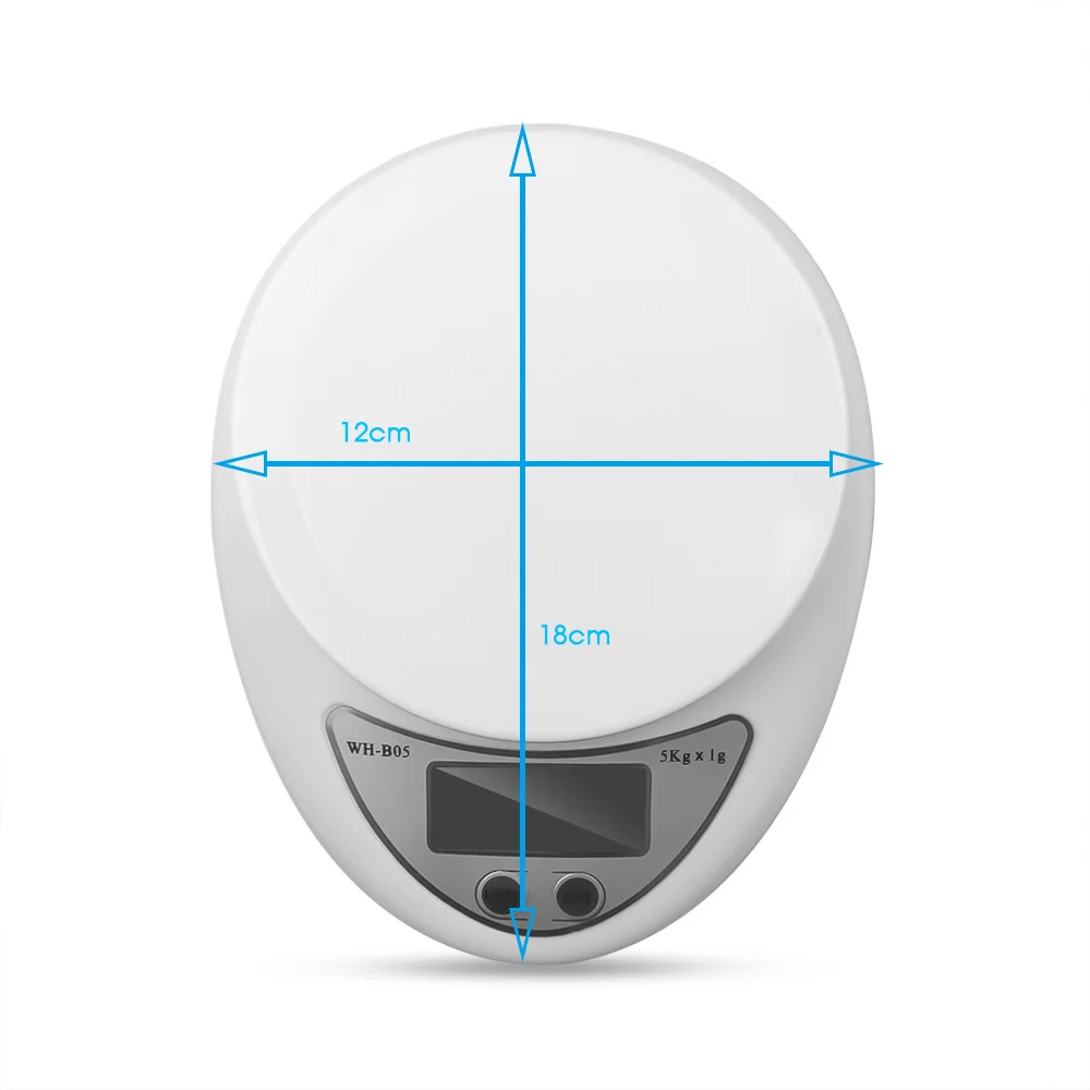 Báscula Digital electrónica de 5kg y 1g, balanza de precisión para alimentos, herramientas de medición, pantalla LED, báscula de cocina