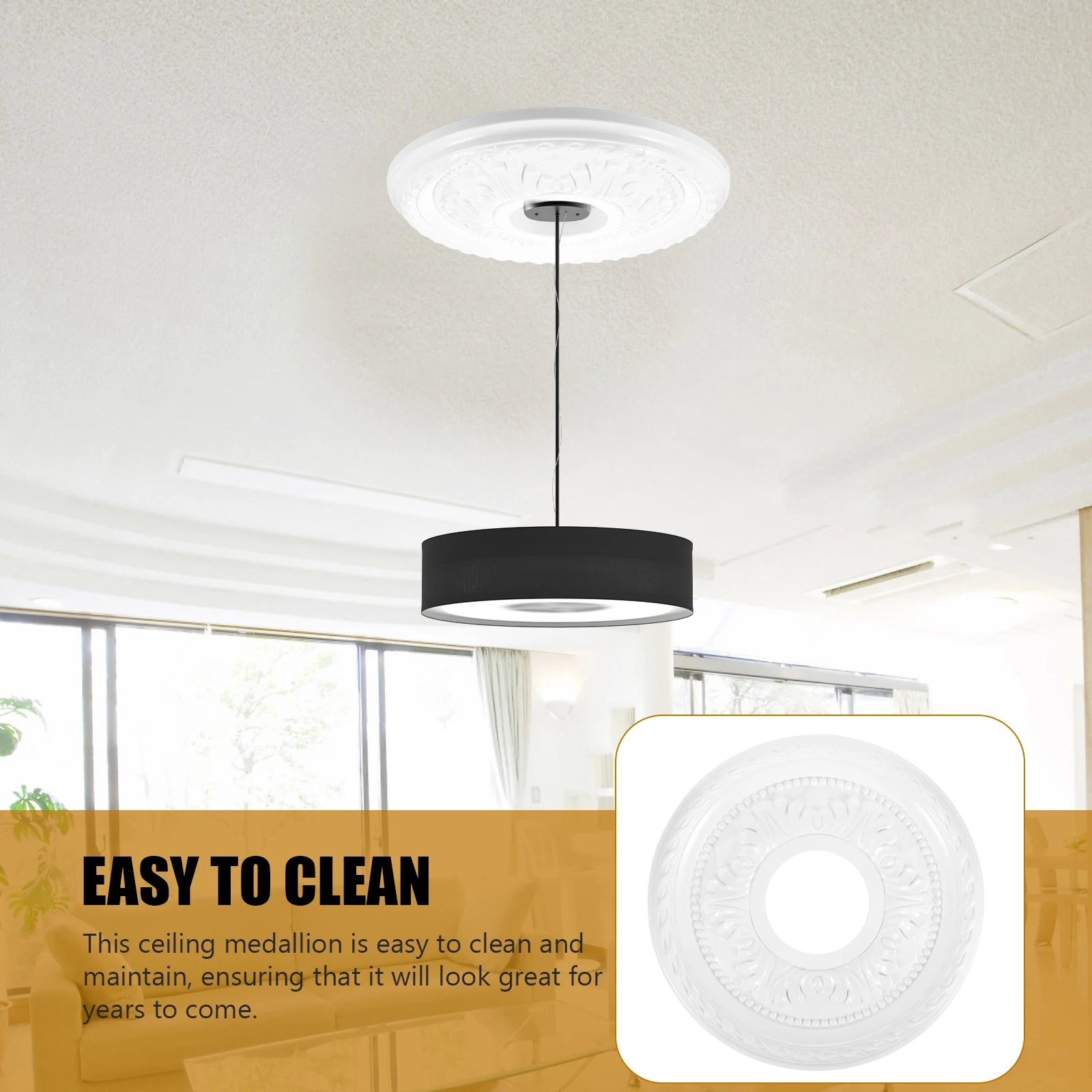 

1pcs Ceiling Medallion Round Pu Pvc Chandelier Mounting Base For Home Office French Style Light Fixture Decor Traditional