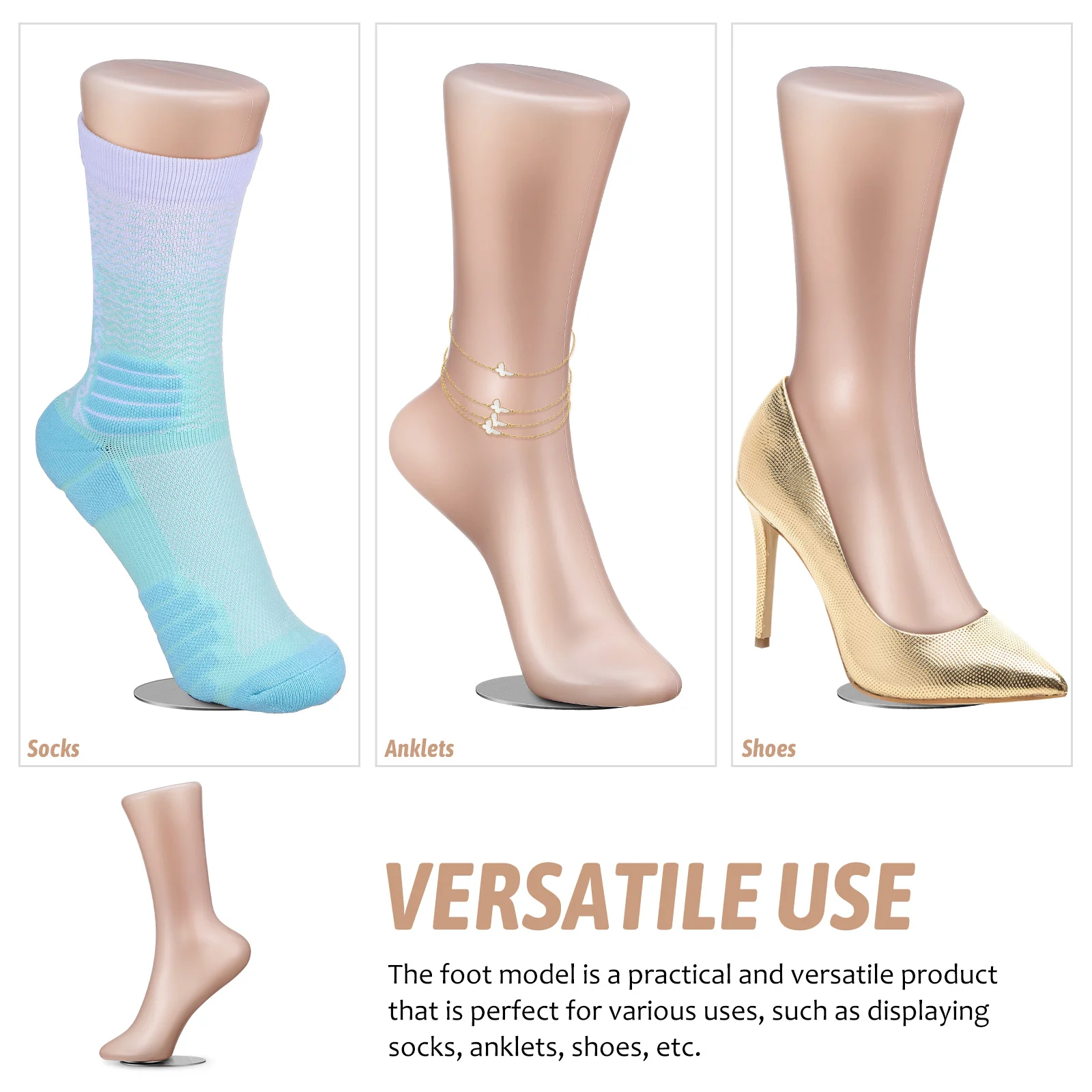 

Fake Foot Mannequin Display Feet Mannequins Female Sock Mold Leg for Magnetic Anklet Jewelry Stand