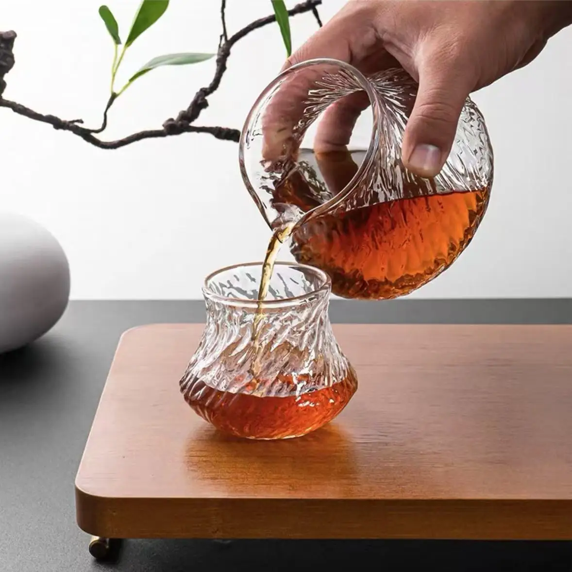 Japanese High Temperature Resistant Sake Set with Cup and Pot for Tea Coffee and Ice Americano